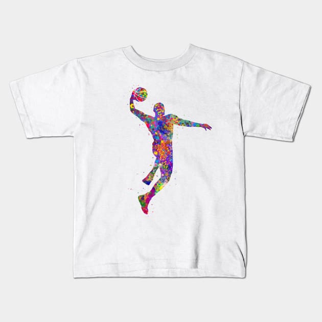 Basketball player dunk Kids T-Shirt by Yahya Art